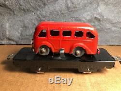 Vintage Marx Toys Tin Load Car with Pressed Steel Red Bus Load 4 Wheel Model