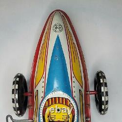 Vintage Marx Toys USA Tin Litho Wind Up Super Streamline Racing Car-no driver