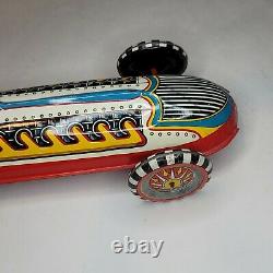 Vintage Marx Toys USA Tin Litho Wind Up Super Streamline Racing Car-no driver