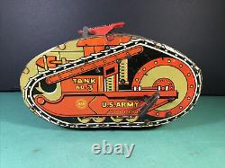 Vintage Marx Toys US Army Tank Corps No 3 8 Tin Toy Wind Up Motor Works