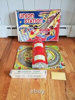 Vintage Marx Toys Union Station Train Set Tin Toy Wind Up Original Box