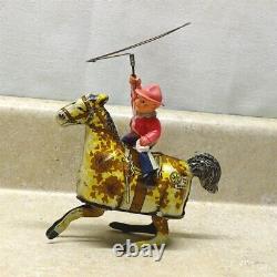 Vintage Marx U. S. A. Tin Litho Ride'Em Cowboy, Celluloid Cowboy, Wind Up Toy