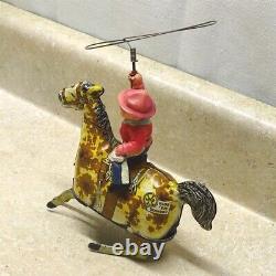 Vintage Marx U. S. A. Tin Litho Ride'Em Cowboy, Celluloid Cowboy, Wind Up Toy