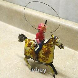 Vintage Marx U. S. A. Tin Litho Ride'Em Cowboy, Celluloid Cowboy, Wind Up Toy