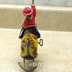 Vintage Marx U. S. A. Tin Litho Ride'Em Cowboy, Celluloid Cowboy, Wind Up Toy