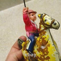 Vintage Marx U. S. A. Tin Litho Ride'Em Cowboy, Celluloid Cowboy, Wind Up Toy