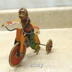 Vintage Marx U. S. A. Tin Monkey Cyclist + Box, Wind Up Toy