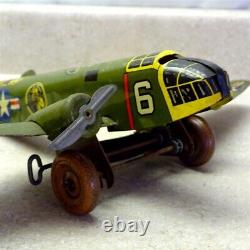 Vintage Marx U. S. Army Airplane, Wind Up, Pressed Steel Toy, Military