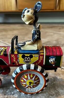 Vintage Marx Walt Disney Mickey Mouse Dipsy Wind-Up Tin Litho Car Toy