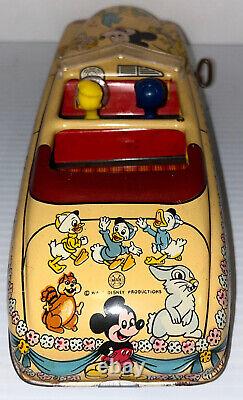 Vintage Marx Walt Disney Parade Roadster Tin Friction Litho Toy Car. Has Box