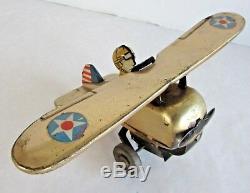 Vintage Marx Wind Up Looping Plane 1930s Tin Toy Tested and Working
