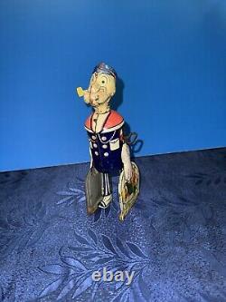 Vintage Marx Wind Up Popeye With Parrots Tin Toy