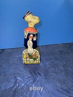 Vintage Marx Wind Up Popeye With Parrots Tin Toy