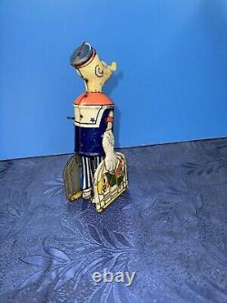 Vintage Marx Wind Up Popeye With Parrots Tin Toy