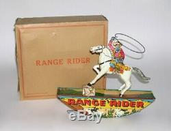 Vintage Marx Wind-Up Range Rider Tin Litho Toy withBOX (DAKOTApaul)