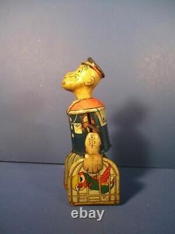 Vintage Marx Wind-Up Tin Walking Popeye Holding Two Parrot Cages