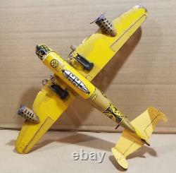 Vintage Marx Wind Up Tin Wwii Us Bomber Plane 18 Wingspan Complete Works