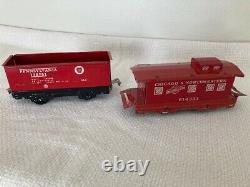 Vintage Marx Wind Up Train with Key and with 8 Tin Cars Track and Signals