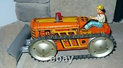 Vintage Marx Wind-up Tin Caterpillar Tractor / Bulldozer