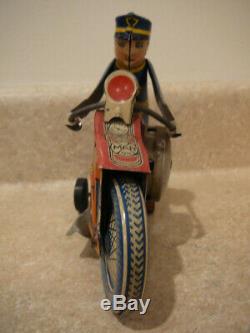 Vintage Marx Wind-up Tin Litho Toy Motorcycle Cop Siren Policeman