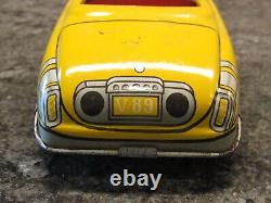 Vintage Marx Yellow Convertible Tin Litho Mechanical Toy Car Works V89 Rare