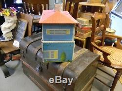 Vintage Marx style Tin Litho Metal Dollhouse 2 Story with some furniture