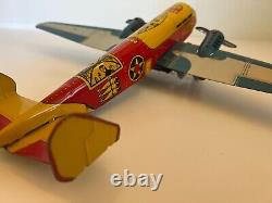 Vintage Original 1940-41 MARX Twin Engine Bomber Tin Litho Wind-up Toy -See Note