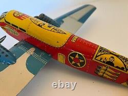 Vintage Original 1940-41 MARX Twin Engine Bomber Tin Litho Wind-up Toy -See Note