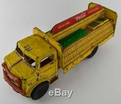 Vintage Original 1950's Marx #22 Litho Tin Toy Coca Cola Delivery Truck Bottles