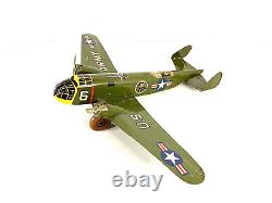 Vintage Original 1950's Marx US Army Tin Wind Up Toy WWII #6 Bomber Plane