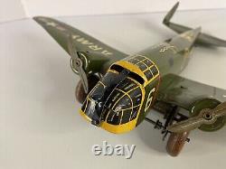 Vintage Original 1950's Marx US Army Tin Wind Up Toy WWII #6 Bomber Plane