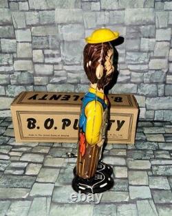 Vintage Original Marx B. O. Plenty Dick Tracy Tin Wind Up Toy Working with Box