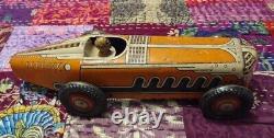 Vintage Original Marx Tin Litho Wind-Up Race Car withDriver Toy Collectible Used