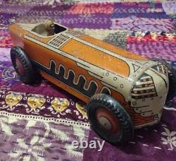 Vintage Original Marx Tin Litho Wind-Up Race Car withDriver Toy Collectible Used
