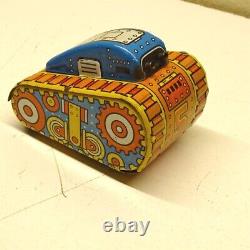 Vintage Original Marx Tin Litho Wind Up Turnover Tank With Box, Works