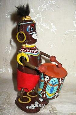 Vintage Rare Japanese Louis Marx & Co. Wind-up Tin Toy Drummer Awesome Colors