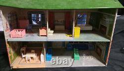 Vintage Small Size Tin Marx Doll House with Furniture
