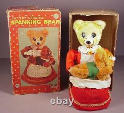Vintage Spanking Bear Battery Operated Toy 1950's Tin litho Marx Line Mar Japan