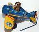 Vintage Tin 1940 Marx Wind Up Roll Over Stunt Airplane Blue & Yellow #12 Nice
