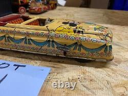 Vintage Tin Car Wind-up Marx Disney Parade Roadster 1940s Collector Mickey Mouse