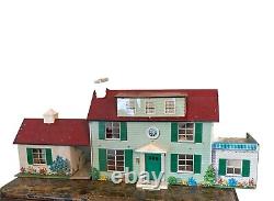 Vintage Tin Dollhouse 2 Story with Breezeway 38 in Long READ MORE