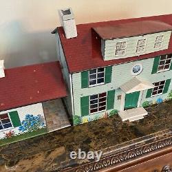 Vintage Tin Dollhouse 2 Story with Breezeway 38 in Long READ MORE