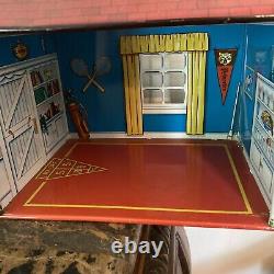 Vintage Tin Dollhouse 2 Story with Breezeway 38 in Long READ MORE