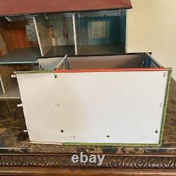 Vintage Tin Dollhouse 2 Story with Breezeway 38 in Long READ MORE