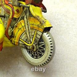 Vintage Tin Litho 1930s Marx Police Motorcycle, Side Car Wind Up Toy, Works Ok