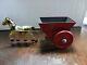 Vintage Tin Litho Marx 1930s Wind Up Horse Pulling Red Wagon Toy Some Had Popeye