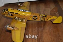 Vintage Tin Litho Marx Windup US ARMY Military BOMBER TOY AIRPLANE Jet Plane