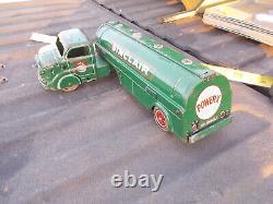 Vintage Tin Litho Sinclair Super Flame Fuel Oil Toy GMC Semi Gas Tanker Truck