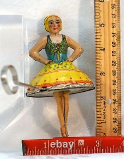 Vintage Tin Litho Toy Marx Ballerina Spinning Figurine Toy Ballet Girl 1930's