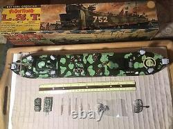 Vintage Tin Marx Battery Operated US Army Fighting L. S. T. Ship 1950s Japan